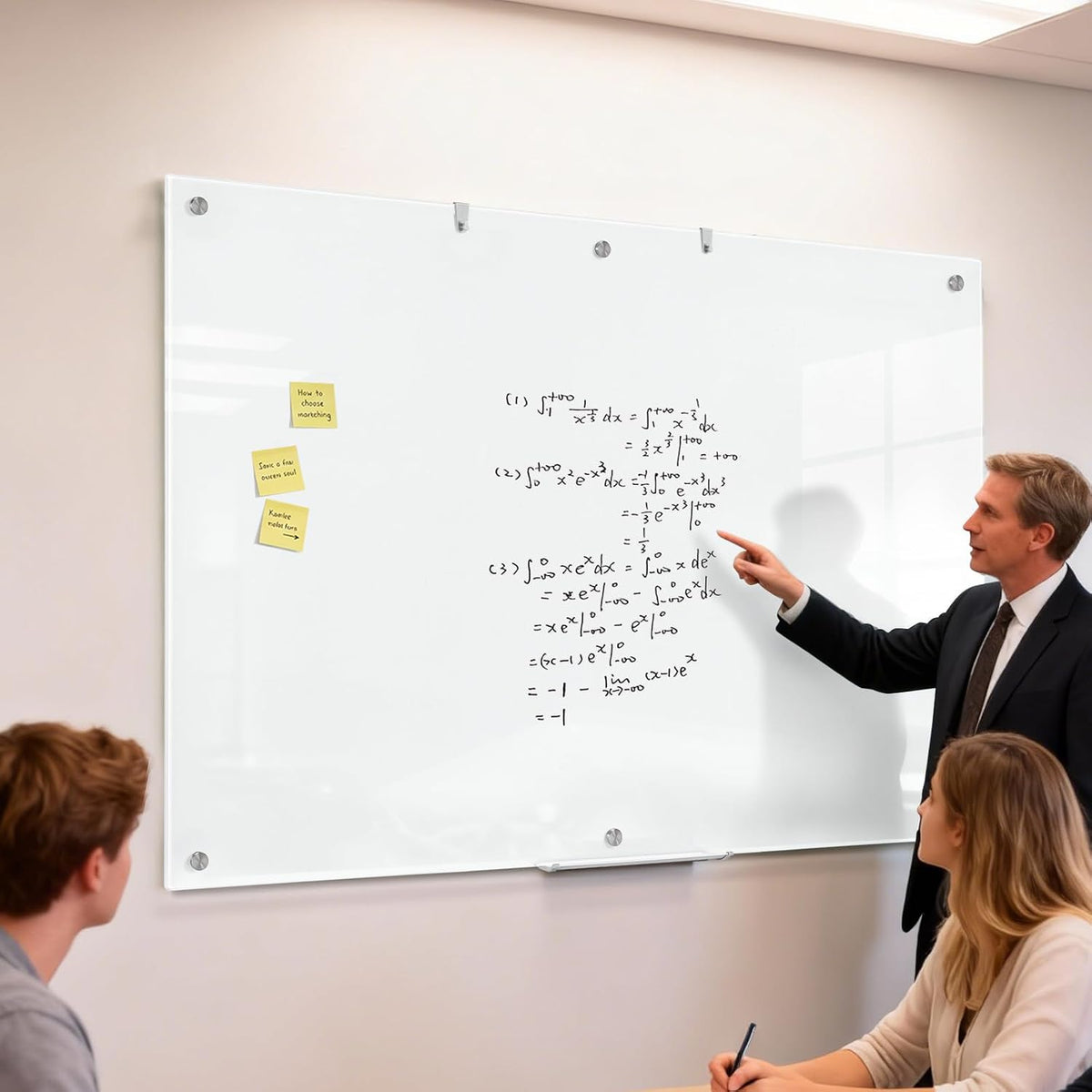 Wingwise Large Glass Dry Erase Board, 72 x 48 in Brilliance White Board