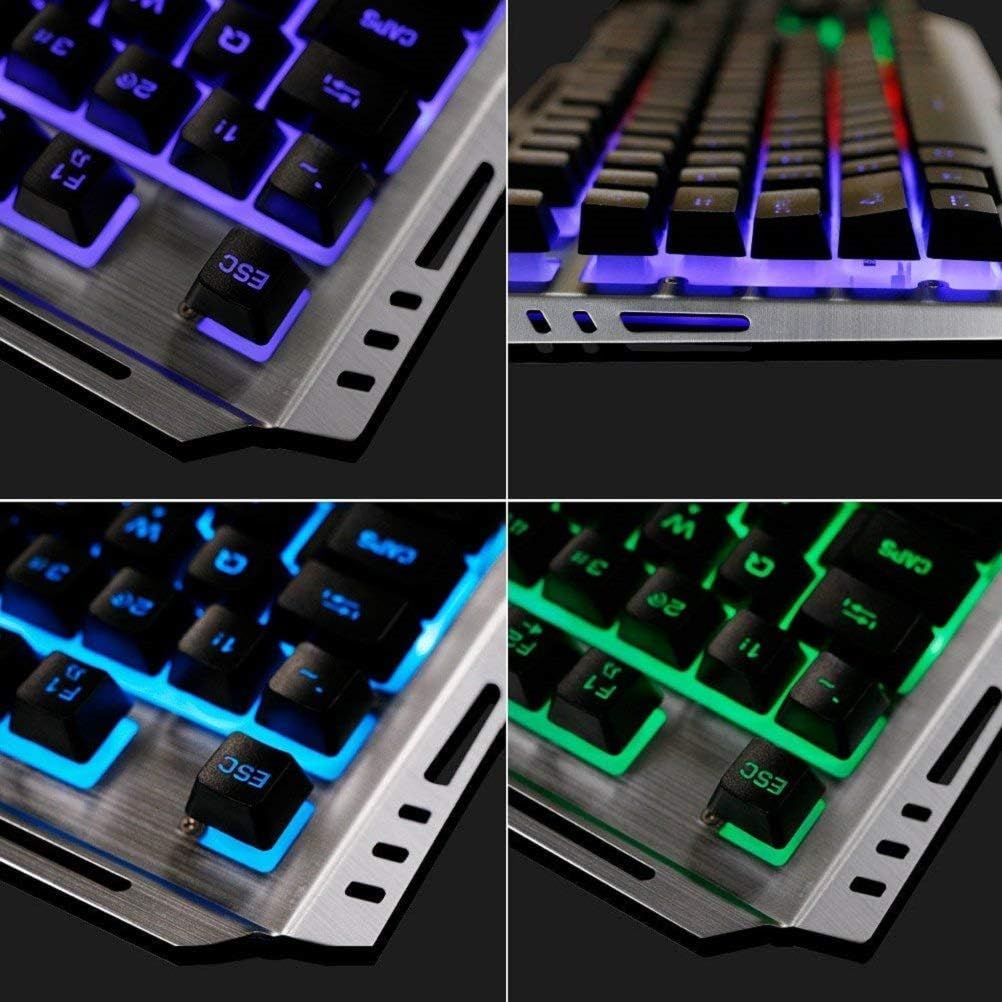 Wired Gaming Keyboard Mouse Combo RGB Rainbow LED Backlit for Gamer
