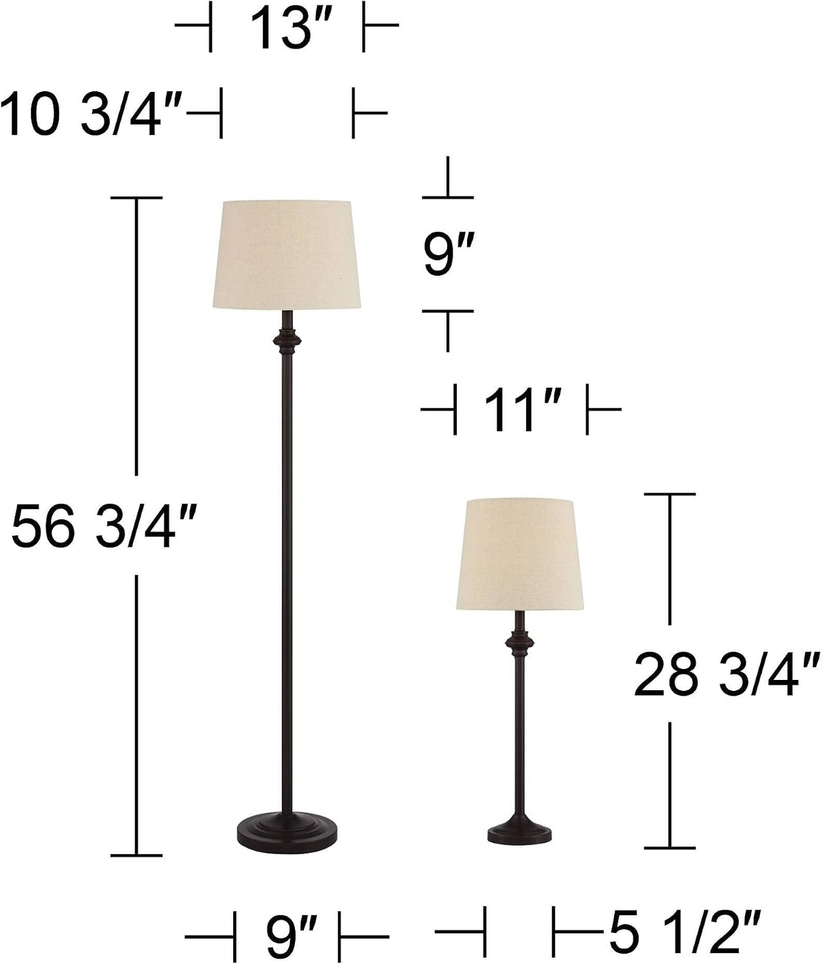 Possini Euro Design Carter Traditional Table 3 Piece Floor and Table Lamp Set...