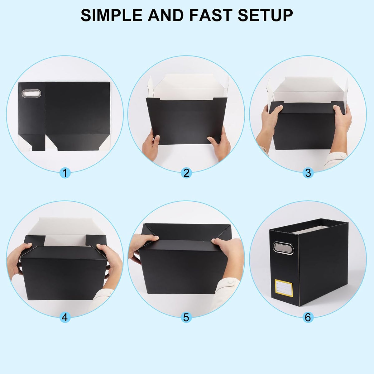 Collapsible File Organizer Box with Handle,12.20x5.11x9.84Inches, Filing Orga...