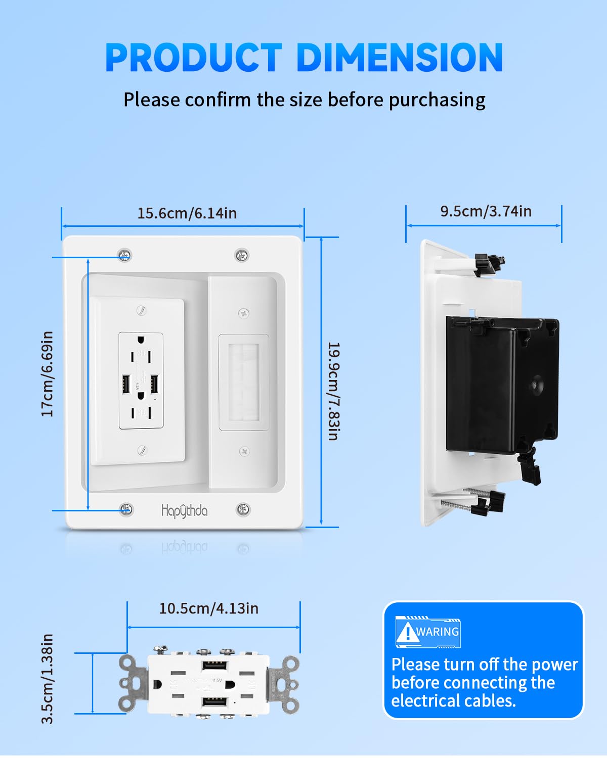 in Wall Cable Management Kit for TV, Recessed Outlet with USB, TV Cable Hider...