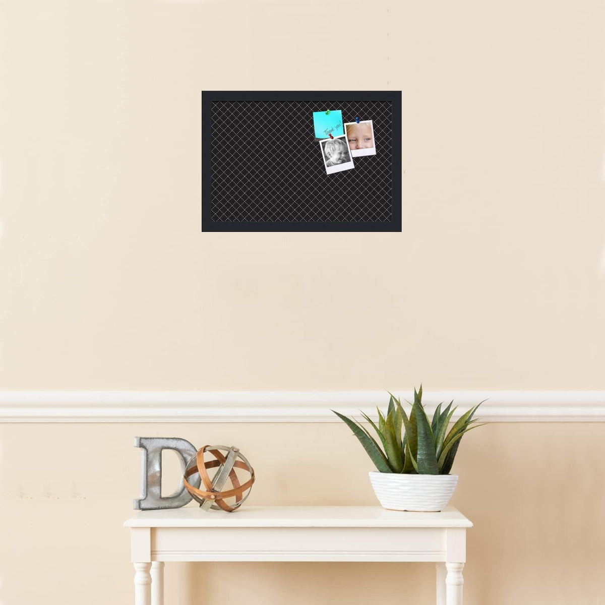 PinPix 18x12 inch Cork Bulletin Board. This Decorative Framed Pin Board Comes...