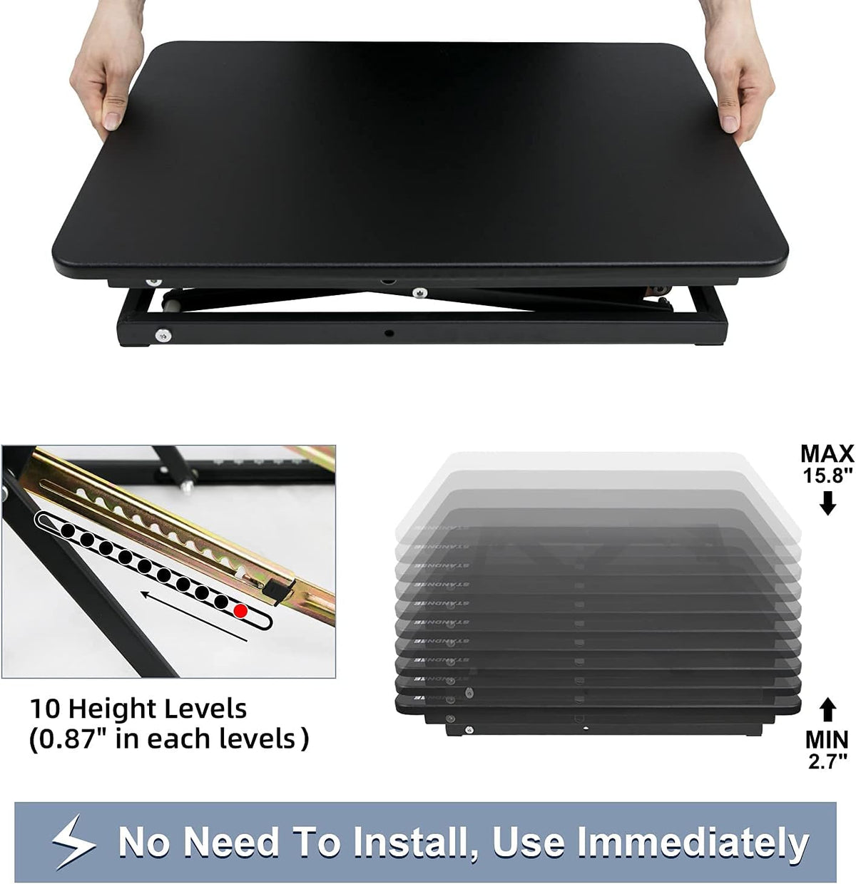 Standing Desk Converter Height Adjustable Stand Up Desk Riser - Supports 300 ...