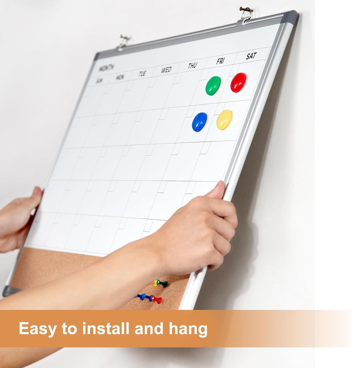 Comix Magnetic Calendar Whiteboard & Corkboard Combo, 24 x 18 Inches