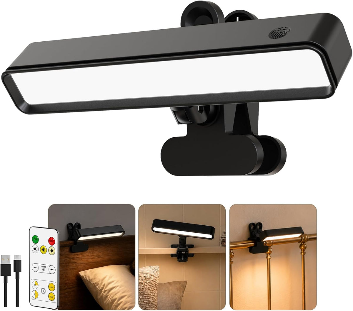6000mAh Rechargeable Clip on Light, LED Reading Light for Bed/Desk, 3 Color M...
