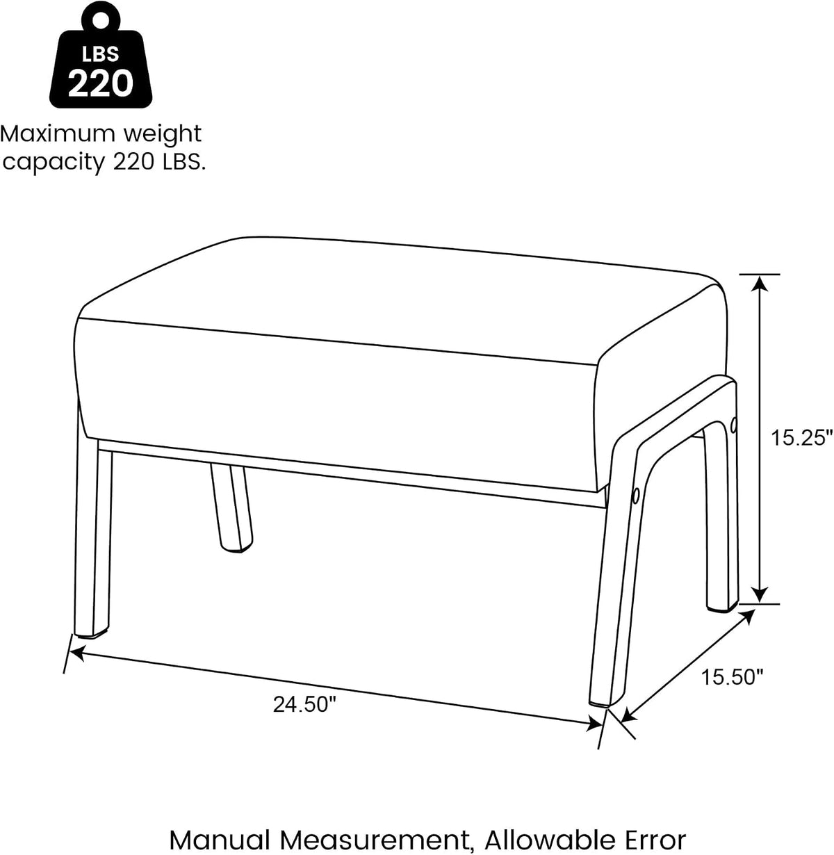 Glitzhome 15.5"(H) Footrest Stool, Leatherette Ottoman, Accent Padded So...
