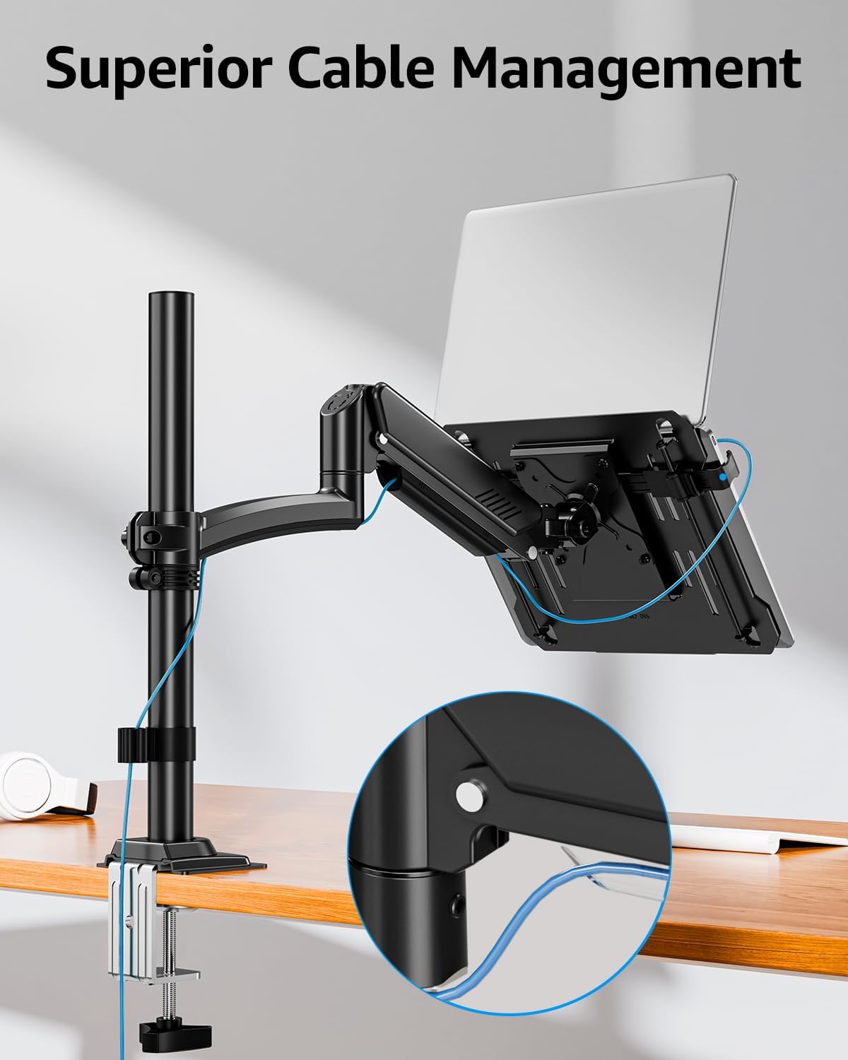 MOUNTUP Laptop Desk Mount, Adjustable Laptop Stand for max 17" Notebook ...