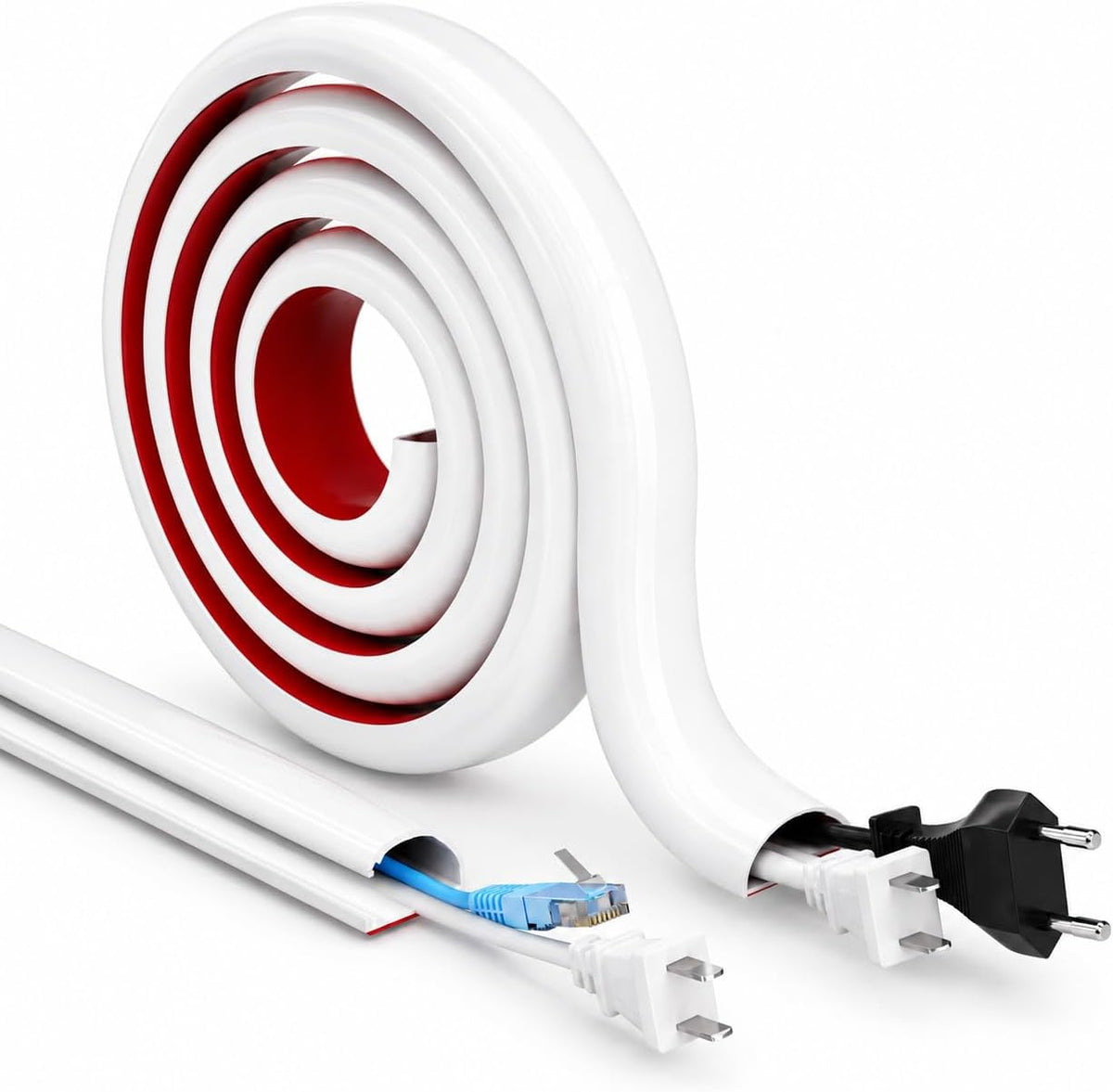 Cord Hider Raceway Kit for 2-3 Cable, 196" Silicone TV Cable Hider for Wall