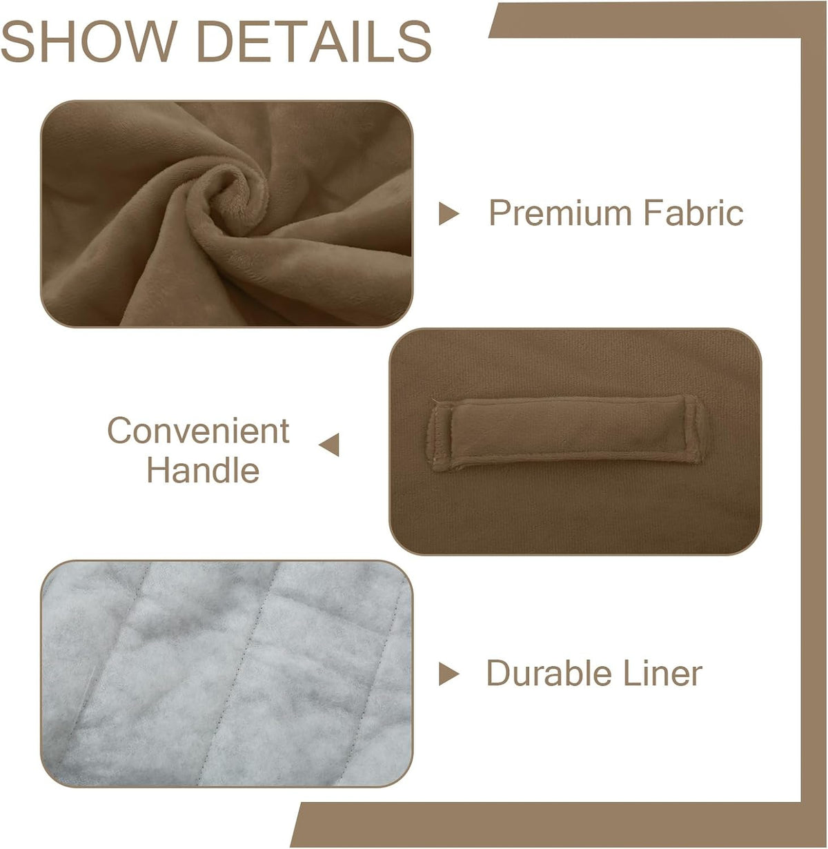 MeMoreCool Square Pouf Ottoman Foot Rest 20x20x15 Inches, Light Coffee