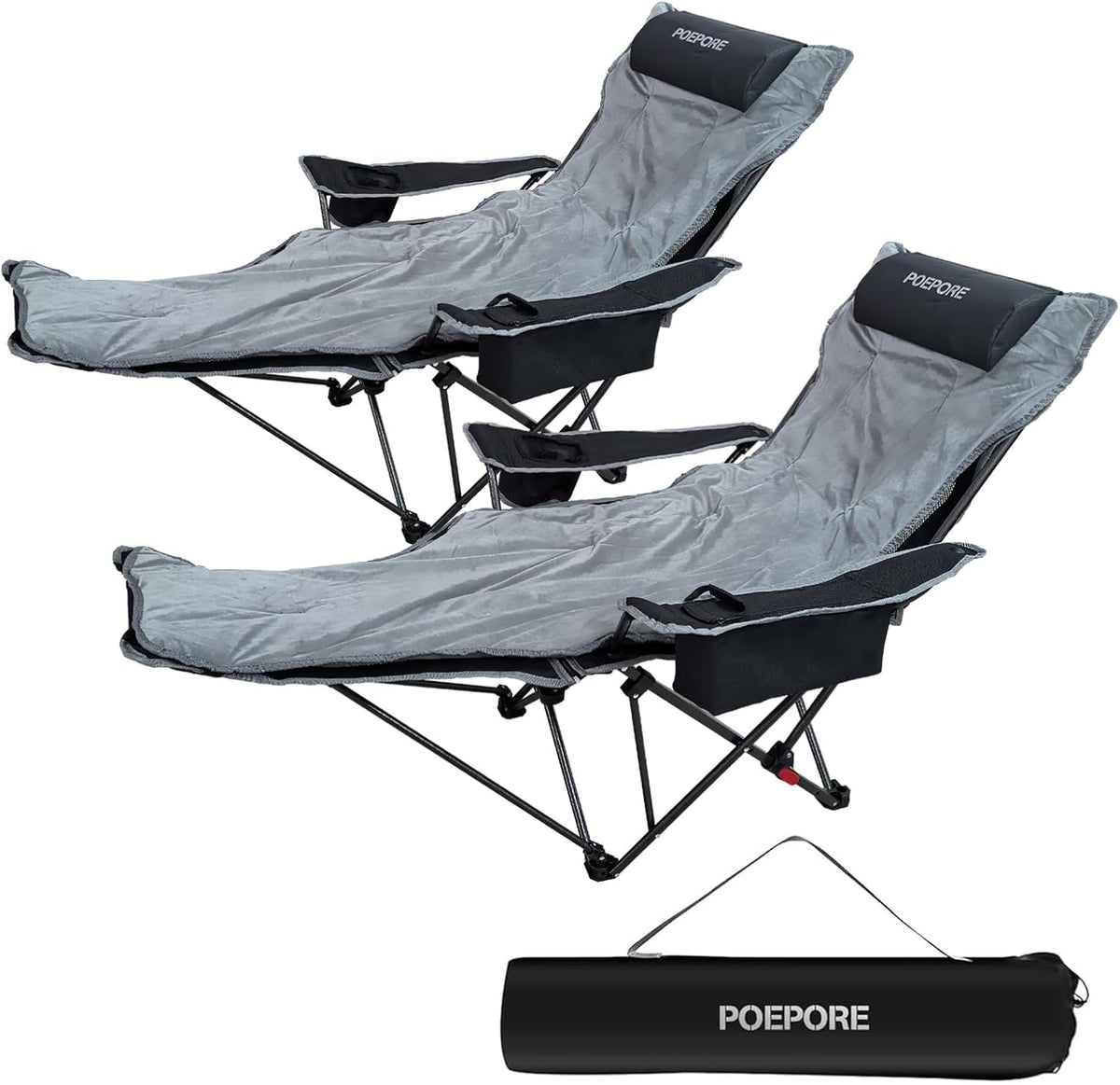 2-Pack Reclining Camping Chair 4 Position with Foot Rest Comfortable for Adul...