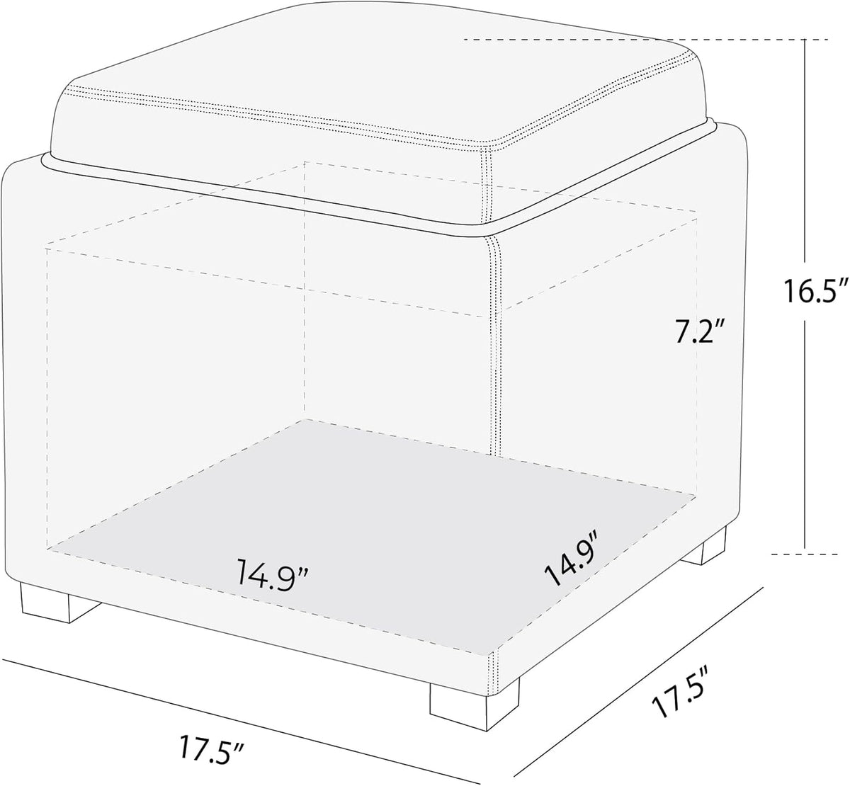 CHITA Storage Ottoman Cube with Tray Lid, Set of 2, Small Footstool with Stor...