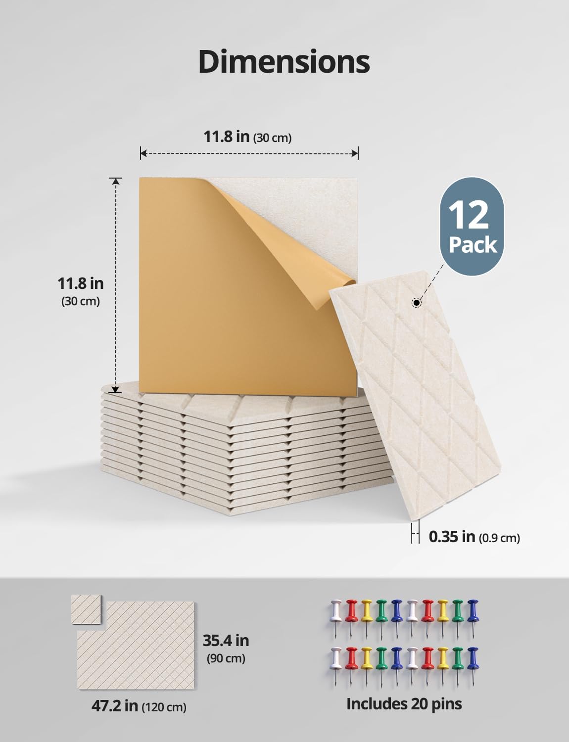 Kuchoow Bulletin Cork Board Large 47.2" x 35.4" Felt Notice Pinboar...