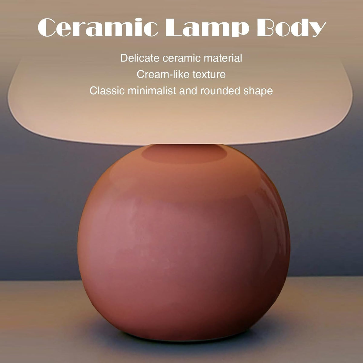 Cute Small Mushroom Lamp, PE Lampshade, Ceramic Base, Adjustable Light Color ...