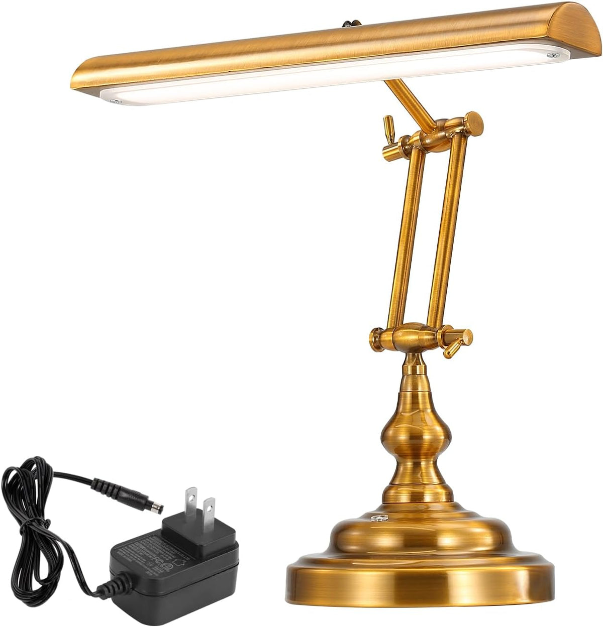 Vintage Gold Piano Lamp with 3-Way Touch Control, Stepless Dimmable