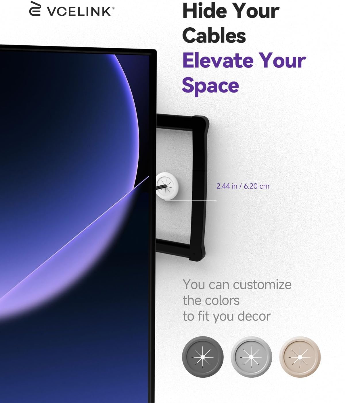 VCELINK in-Wall Cable Management Kit, 2.44" (62 mm) Mini Wall Cord Hider...