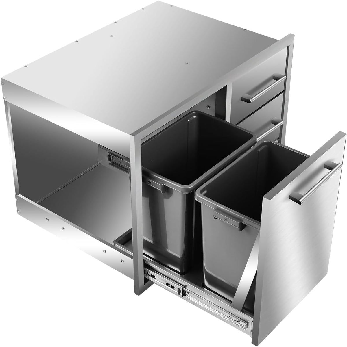 Outdoor Kitchen Drawer Combo, BBQ Access Trash Drawer Combo with Triple Stain...