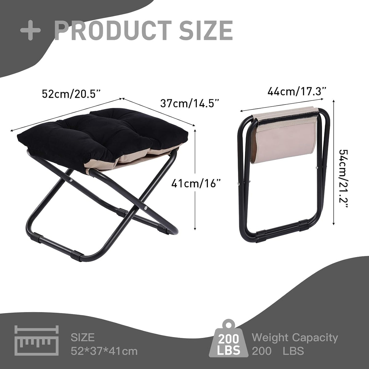LITA Folding Ottoman, Upholstered Folding Foot Rest Stool for Living Room