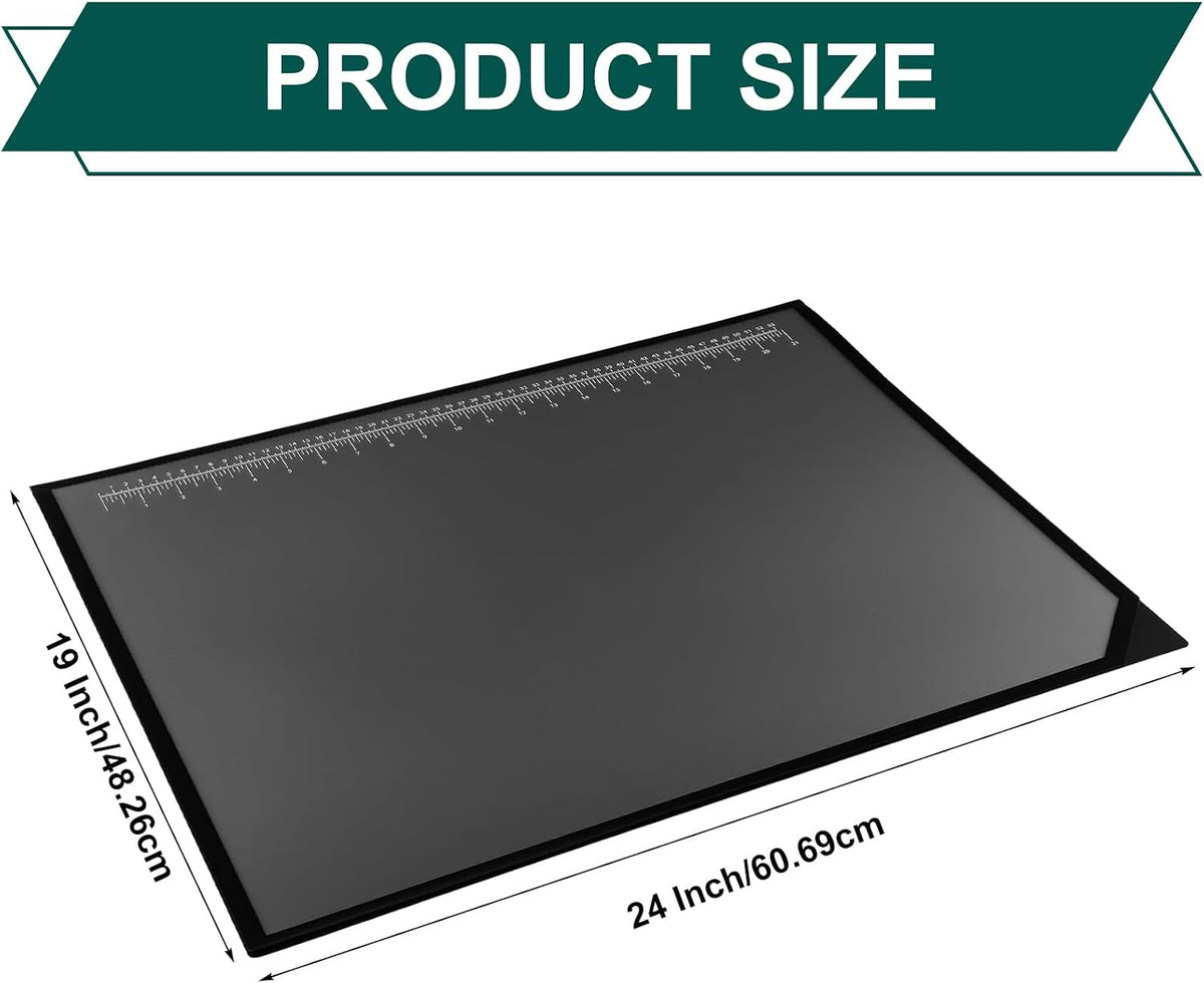 Colingmill 24 x 19 Inch Black Desk Pad with Clear Ruler Overlay