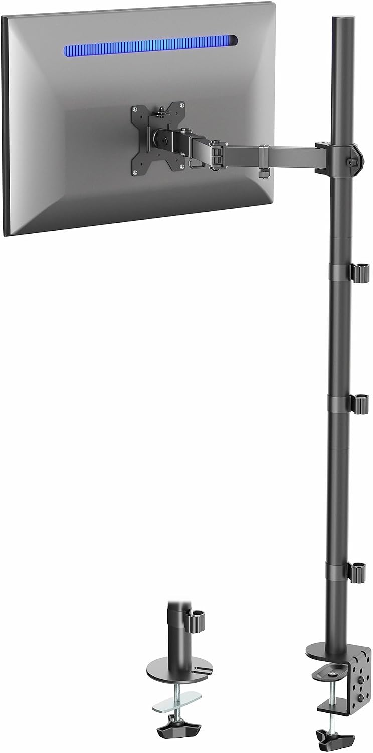 VIVO Extra Tall Single Monitor Desk Mount, 39 inch Pole VESA Stand for 13 to ...