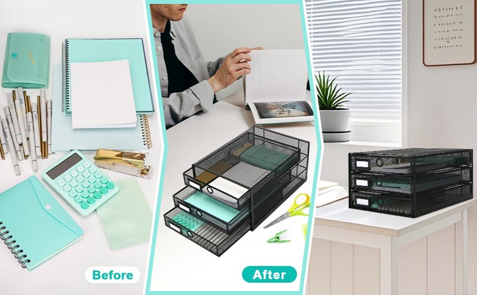 EXERZ Paper Sorter 3 Tier Drawers A4 / Multifunctional Desk Organiser/Letter ...