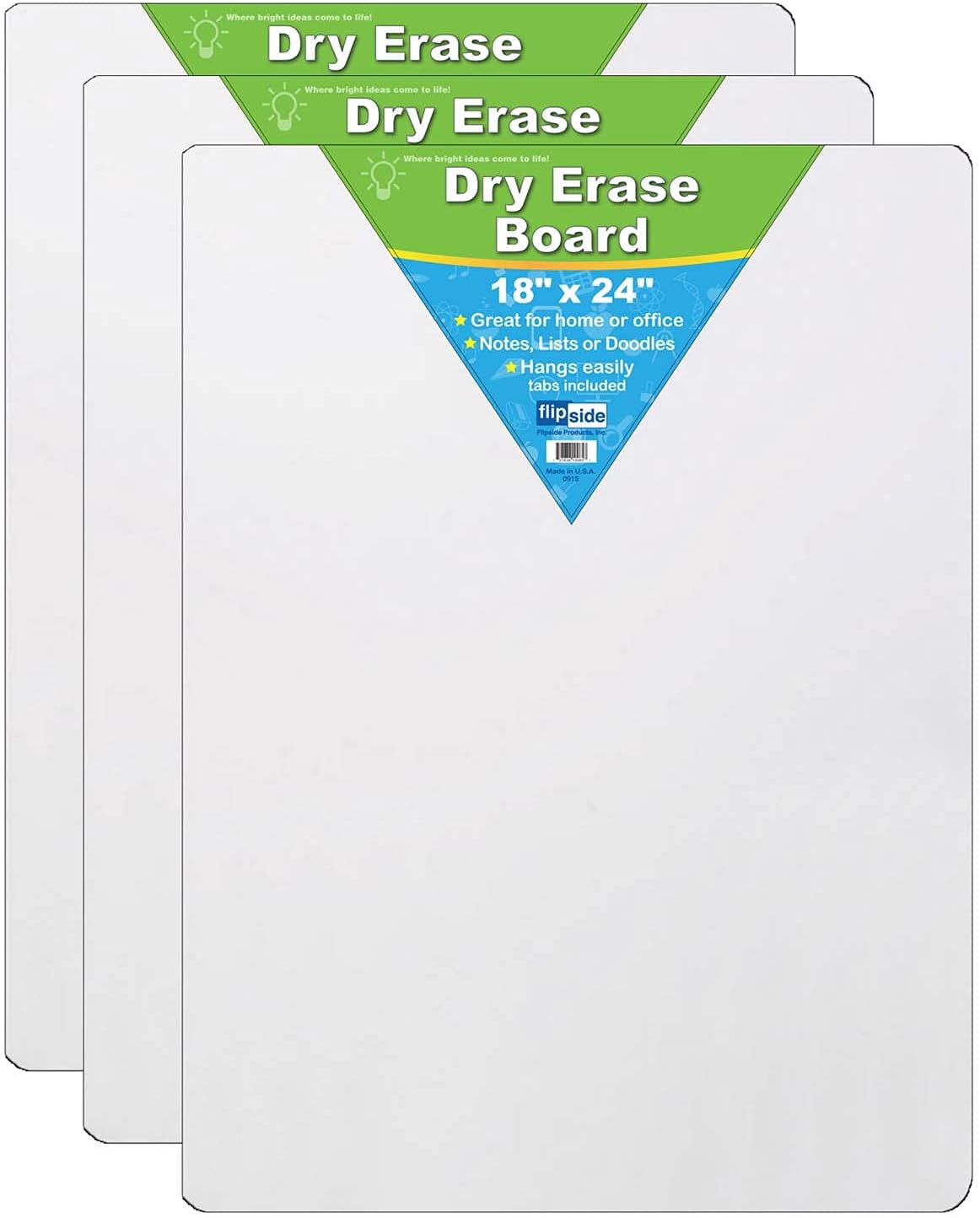 Flipside Products Dry Erase Board, Minimalist, 18" x 24", Pack of 3