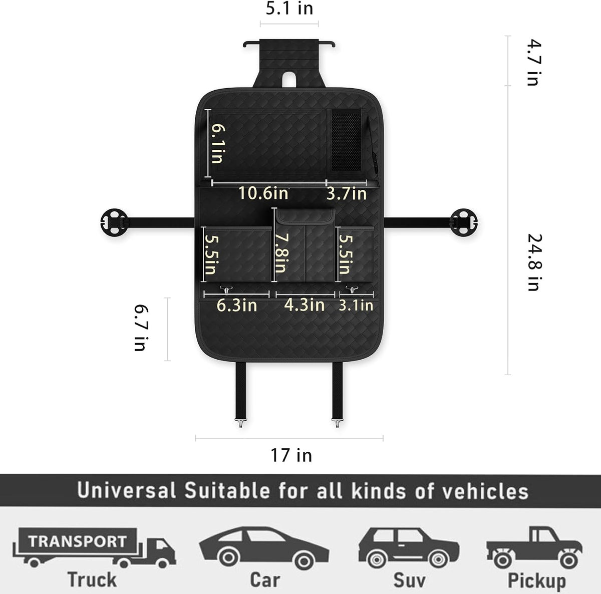 GMQ Back Seat Car Organizer 1 Pack,Backseat Organizer with Tray,Multifunction...