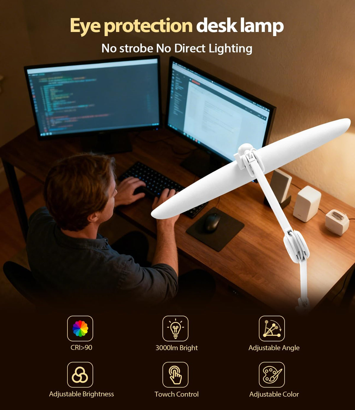 Led Desk Lamp with Clamp, Eye Caring Architect Desk Light for Home Office, Du...