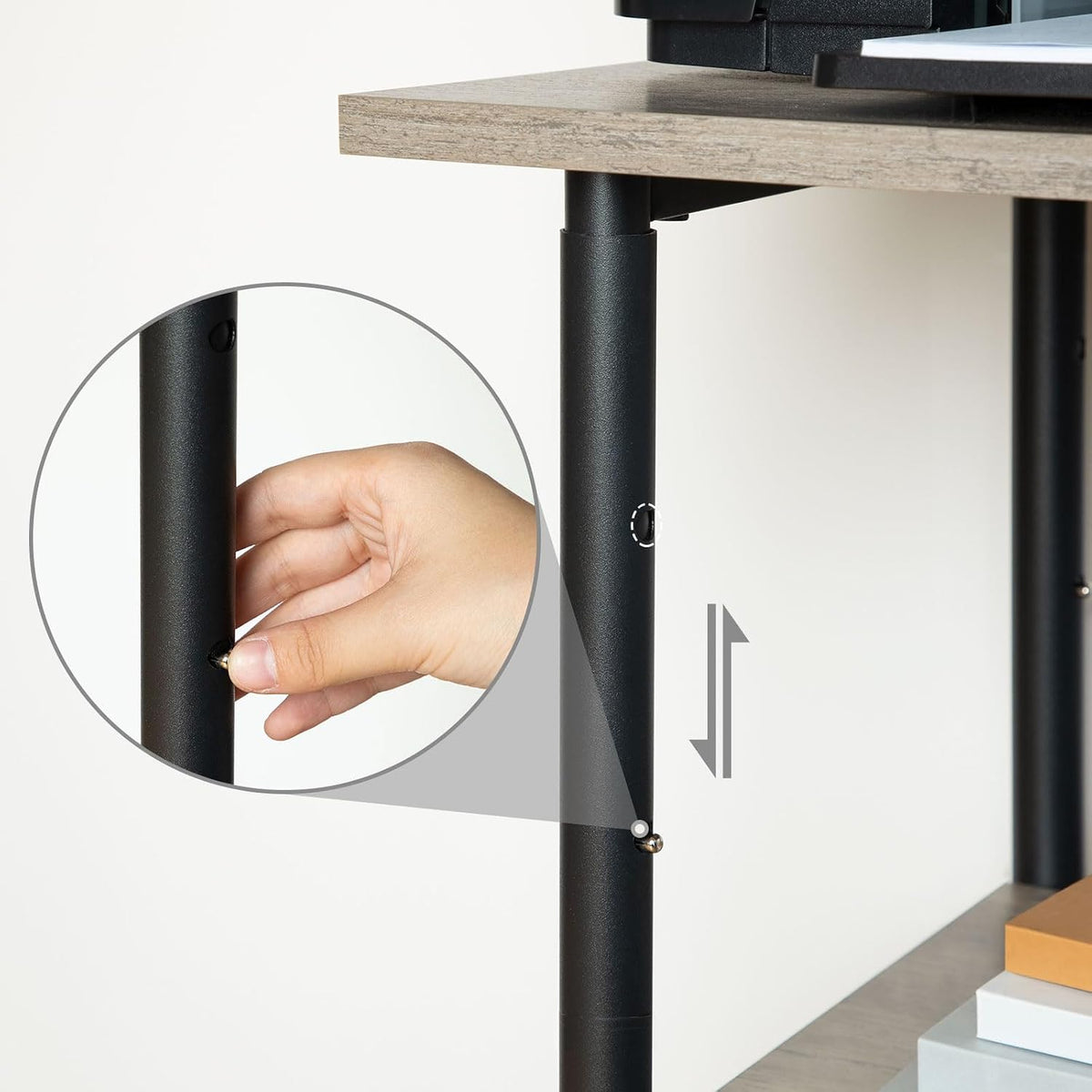 HOOBRO Printer Stand, 3-Tier Industrial Under Desk Printer Cart with Shelf, M...