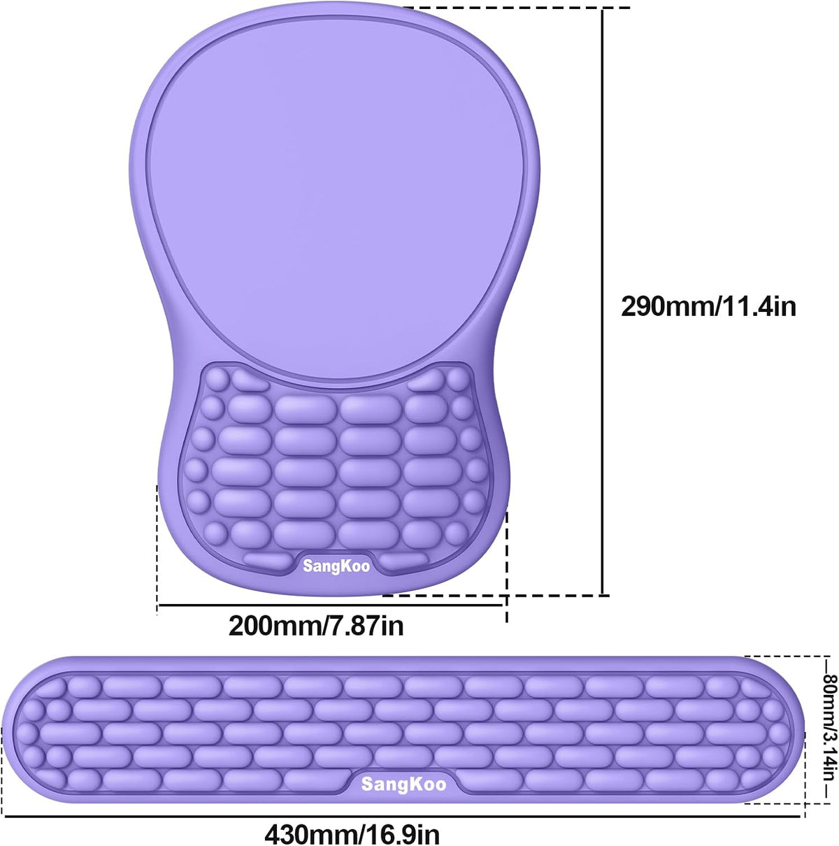 Ergonomic Keyboard Wrist Rest Mouse Pad Wrist Support Set, Purple