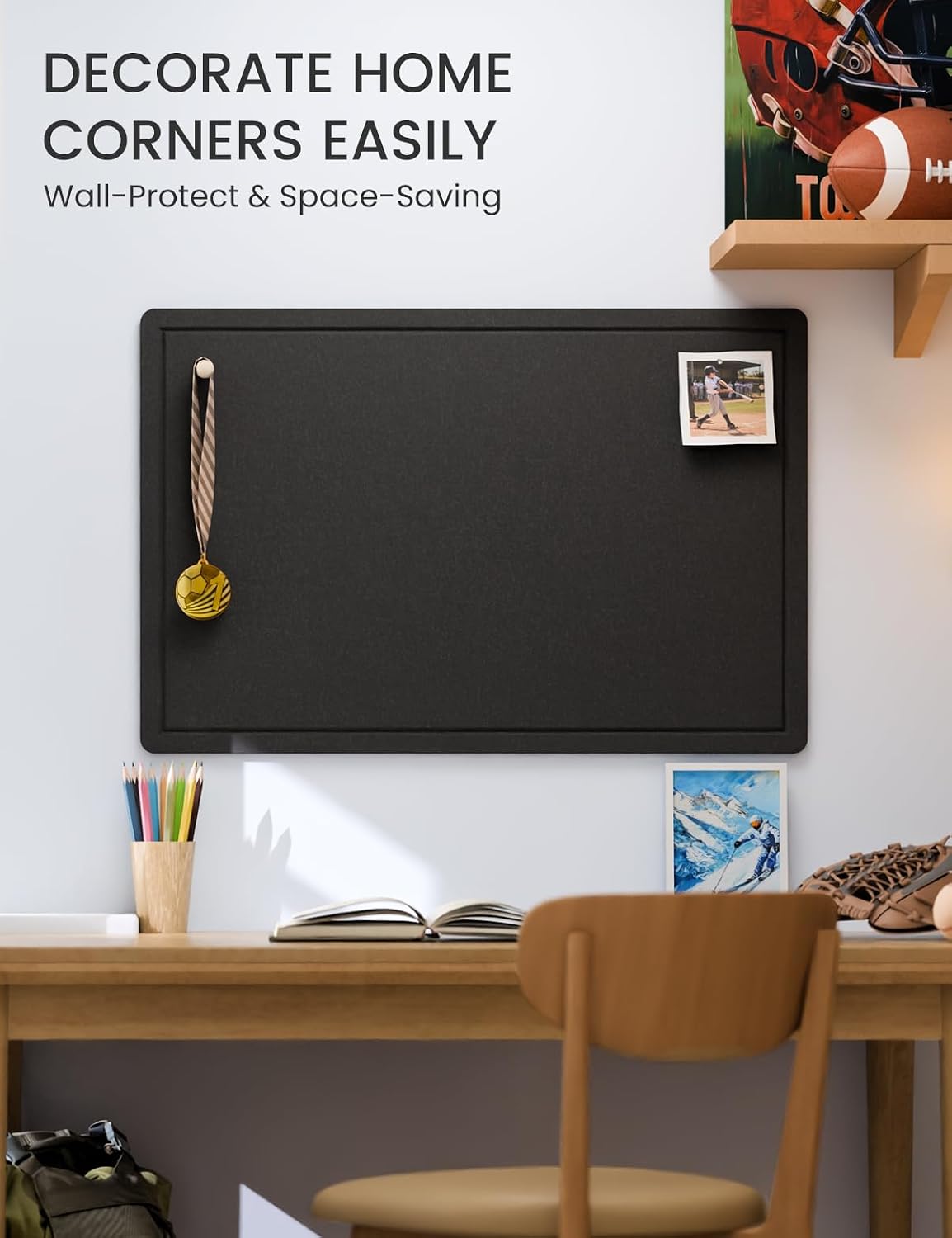 Fluxynara Felt Bulletin Board,35.4"x23.6", Black