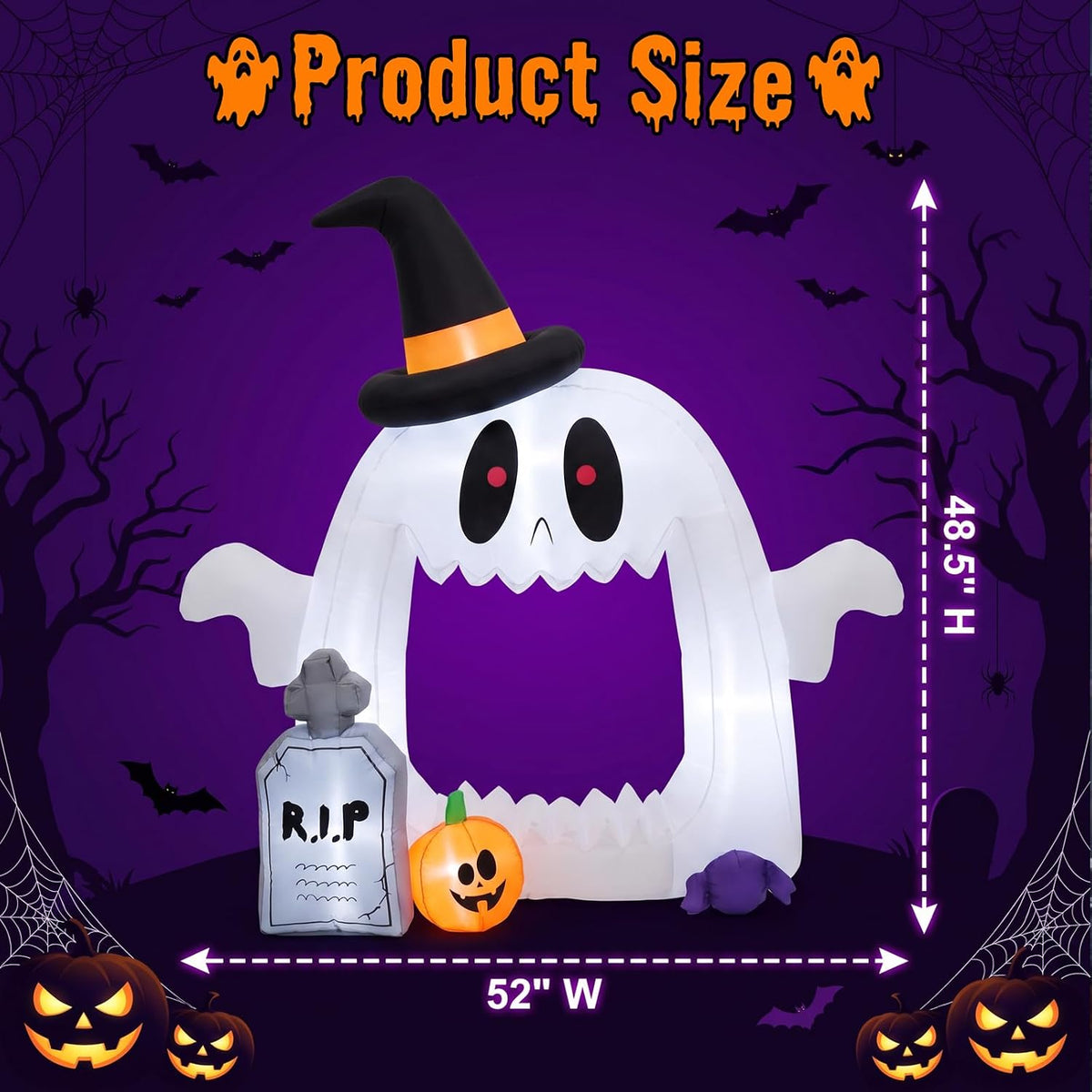 Halloween Trunk or Treat Inflatables 4 FT Outdoor Cute Ghost Car Decoration w...