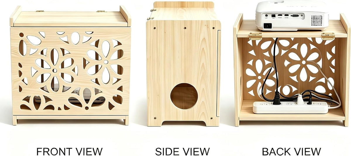 Wooden Projector Shelf,WiFi Router Box Hider,Power Strips Storage,Cable Manag...