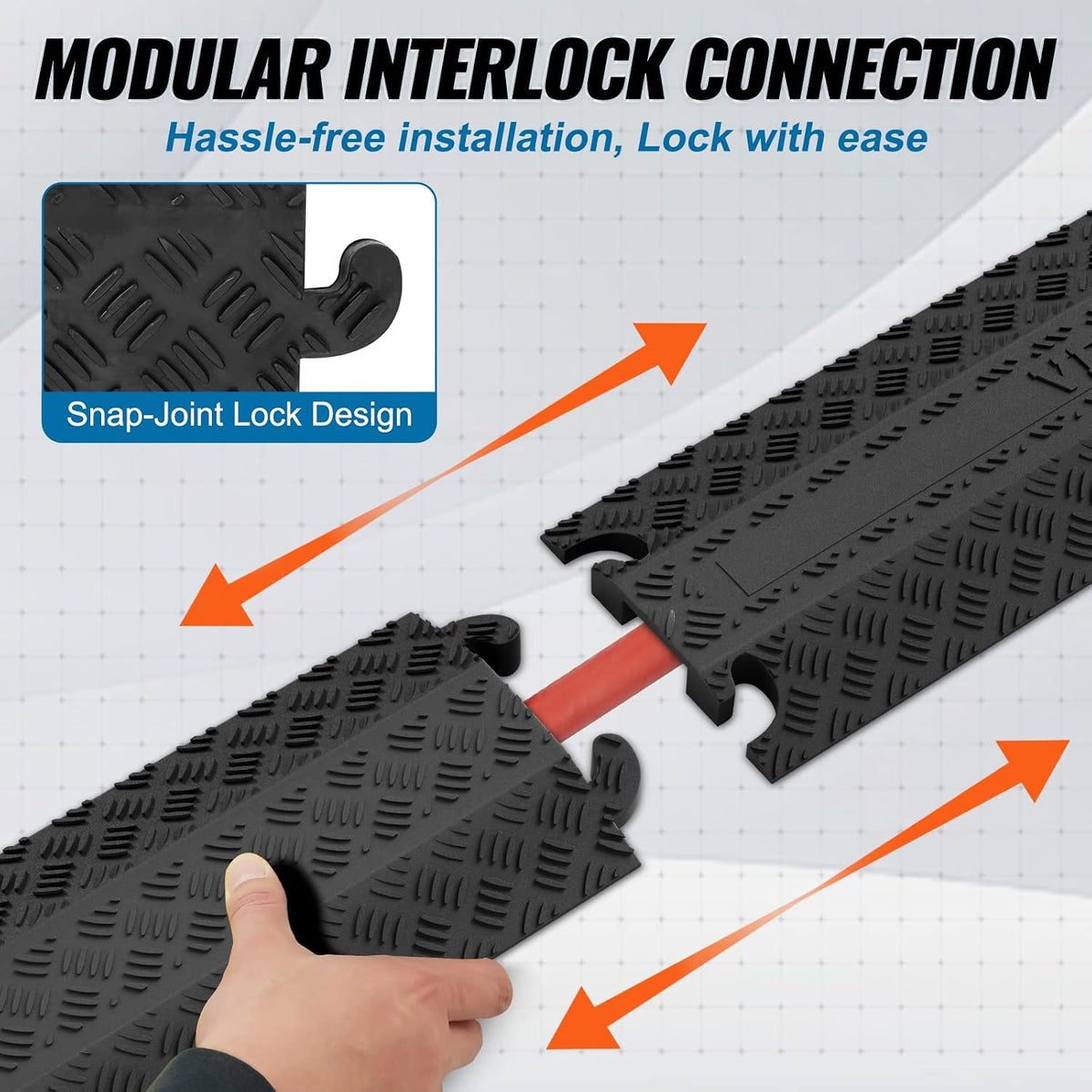 VEVOR 3 PCs Drop Over Cable Cover Ramp, 2,000 lbs/axle Load Capacity, Heavy D...