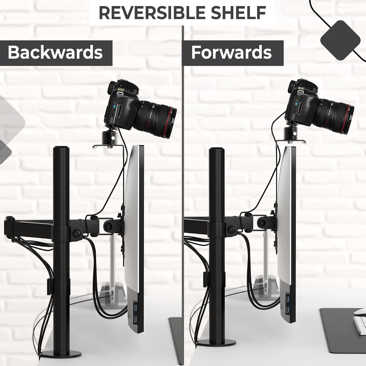 HumanCentric DSLR Monitor Mount Large, Desk Camera, Webcam & Mic Shelf