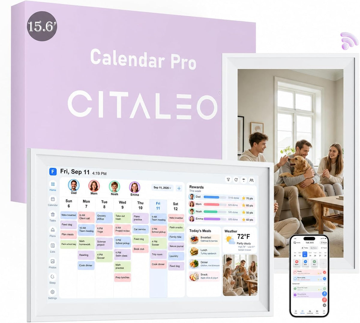 Digital Calendar Wall Touch Screen, No subscription fees,15.6 Inch