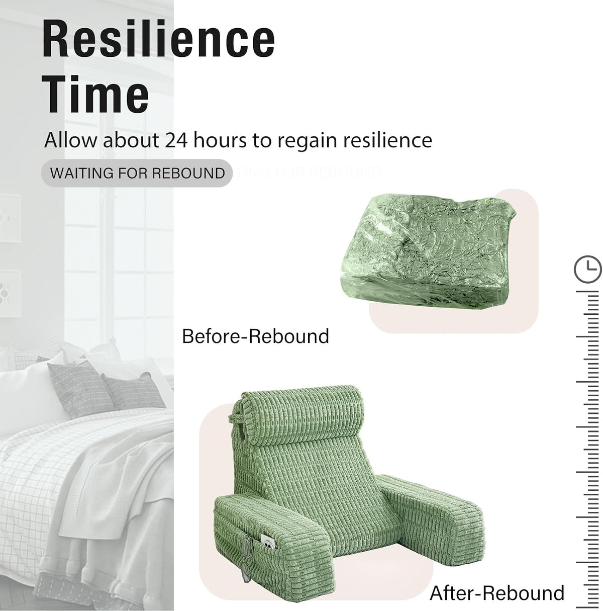 Reading Pillow for Bed Sitting Up with Large Pockets,Modern Style