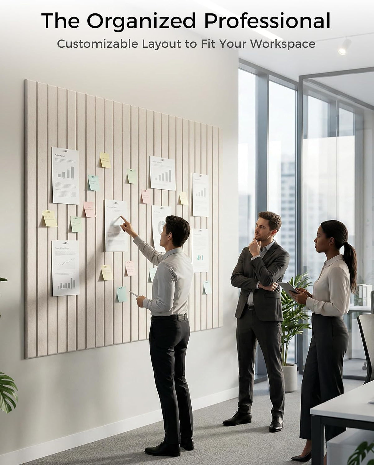 Aothia 48" x 36" Large Felt Bulletin Board, Oatmeal