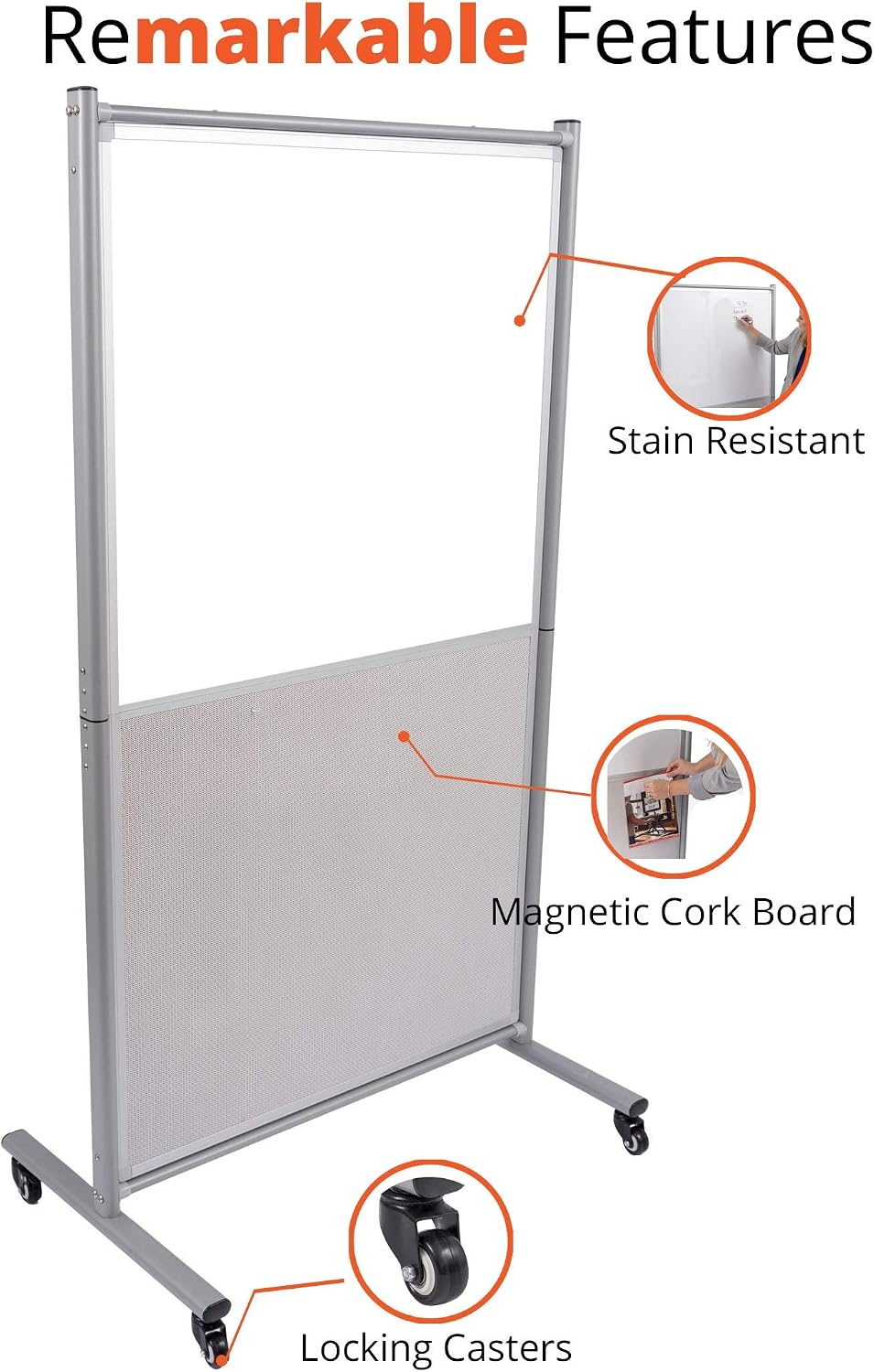 Stand Up Desk Store Rolling Mobile Magnetic Whiteboard Room Divider Dry Erase...