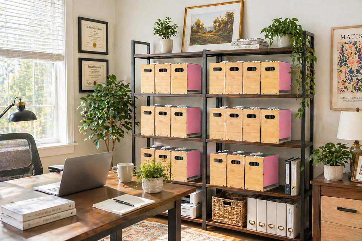 2 Pack Premium Thickened Bamboo Desktop Hanging File Organizer - Heavy Duty P...