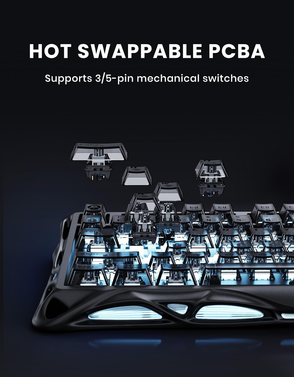 GravaStar Mercury K1 75% Wireless Mechanical Gaming Keyboard RGB Backlit