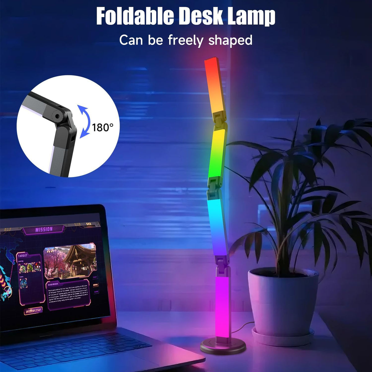 Led Desk Lamp with Atmosphere Lighting, Smart RGB LED Desk Lamp