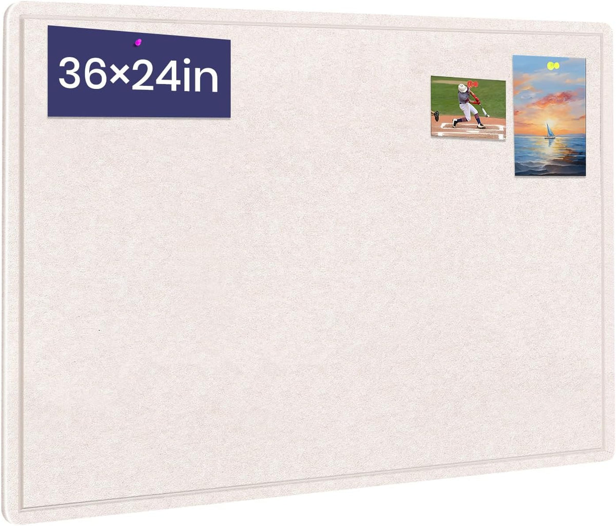 Bulletin Board 36" x 24" Felt Cork Board - Decorative Pin Board, Oa...