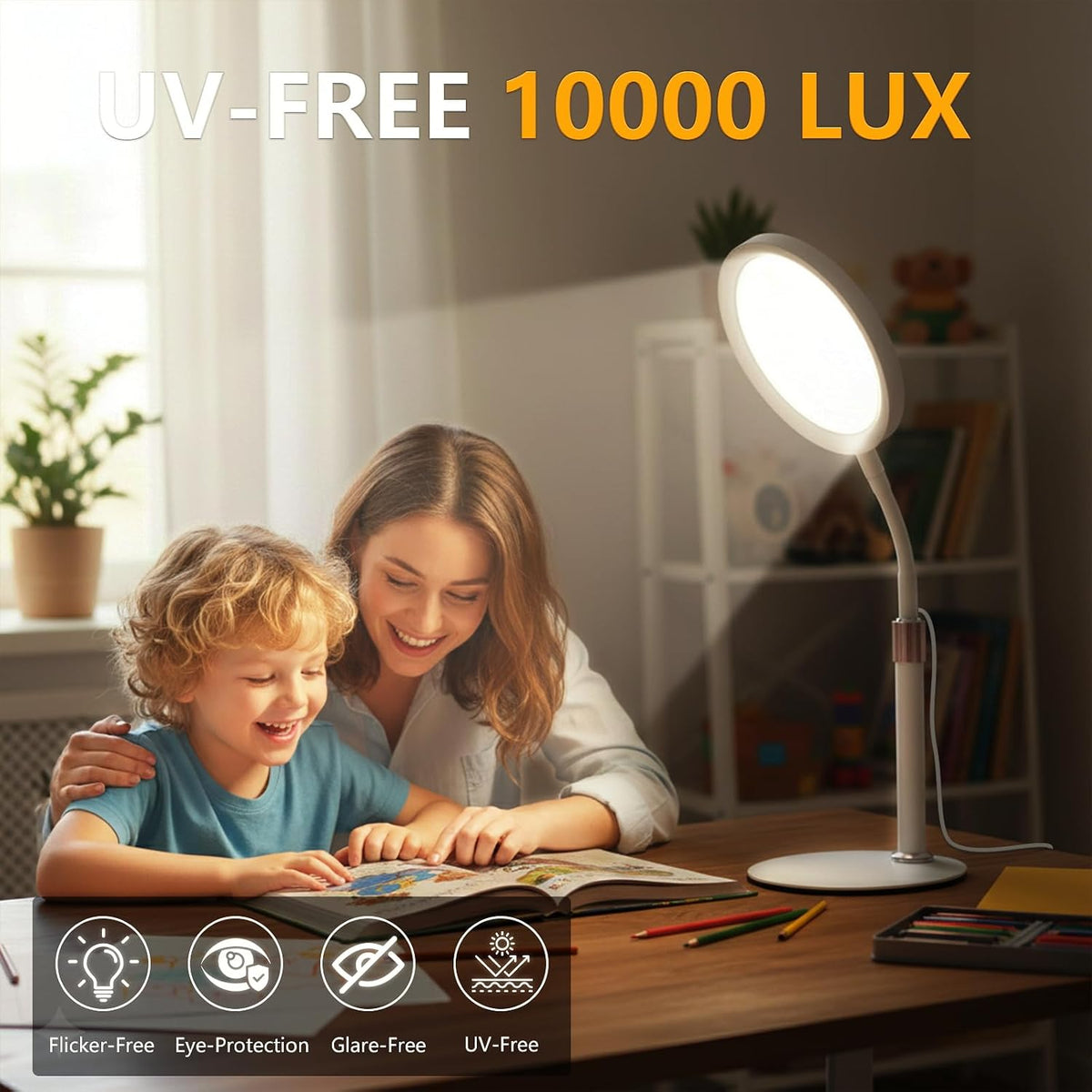 Light Therapy Lamp, 10000 Lux Full Spectrum Sunlight LED Desk Lamp