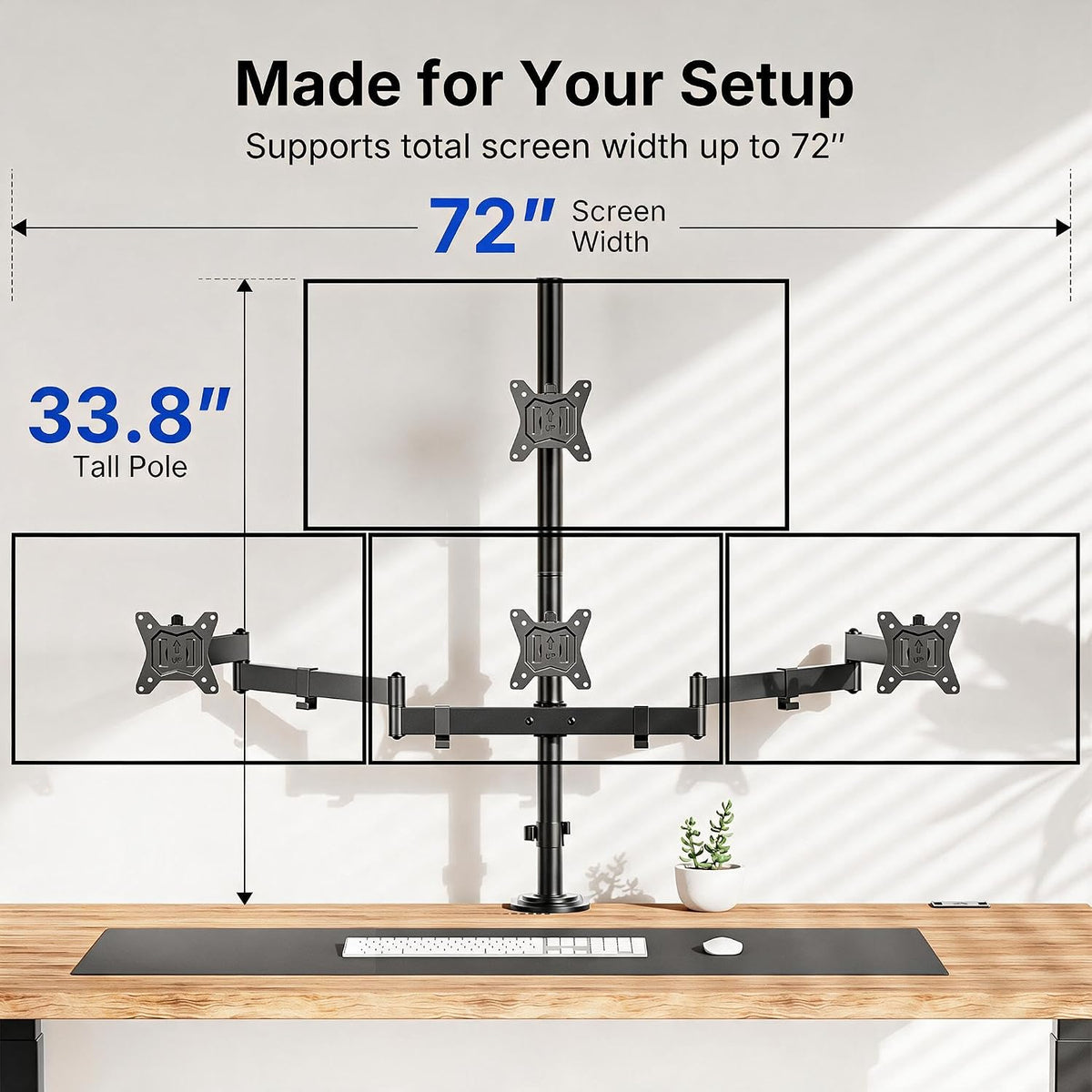 HUANUO 4 Monitor Mount for 13-34 Inch Screens, Fully Adjustable Heavy Duty Mo...
