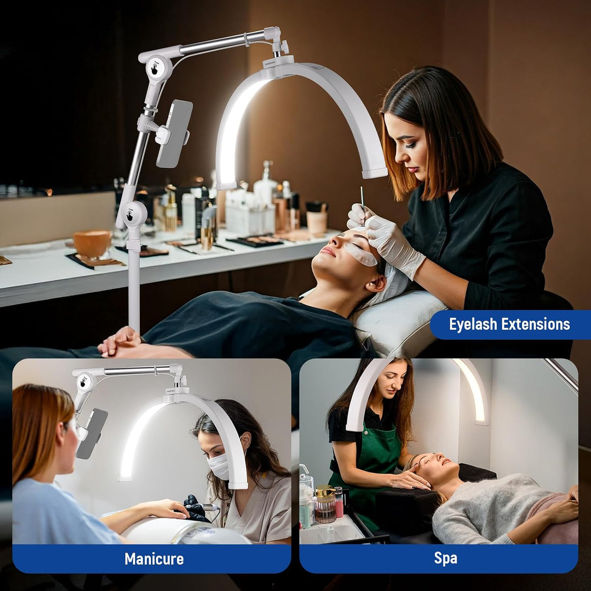 NEEWER Basics 22" Half Moon Lash Light with Articulating Desk Clamp Moun...