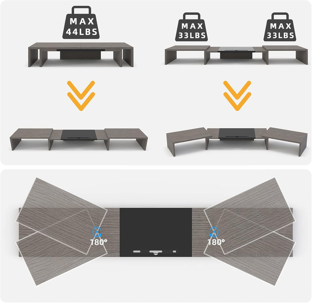 WESTREE Triple Dual Monitor Stand Riser, 56" Extra Long Monitor Stand fo...