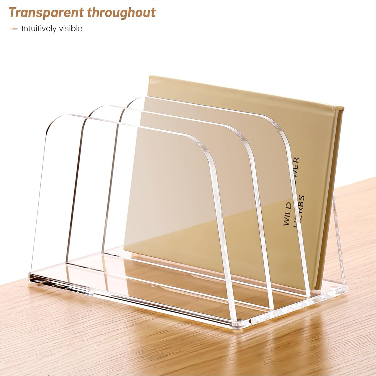 YUXUN Clear Acrylic Desktop File Sorter Organizer,Upright File Organizer, 3-S...