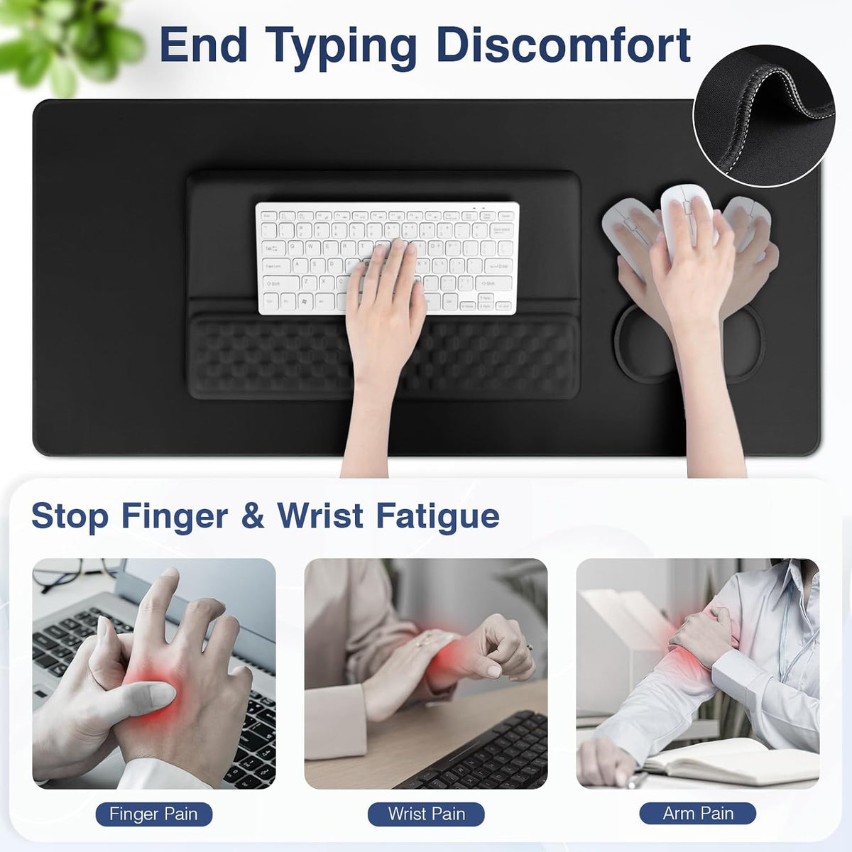 Ospelelf Keyboard Wrist Rest Stand Pad and Ergonomic Mouse Pad Set with Large...