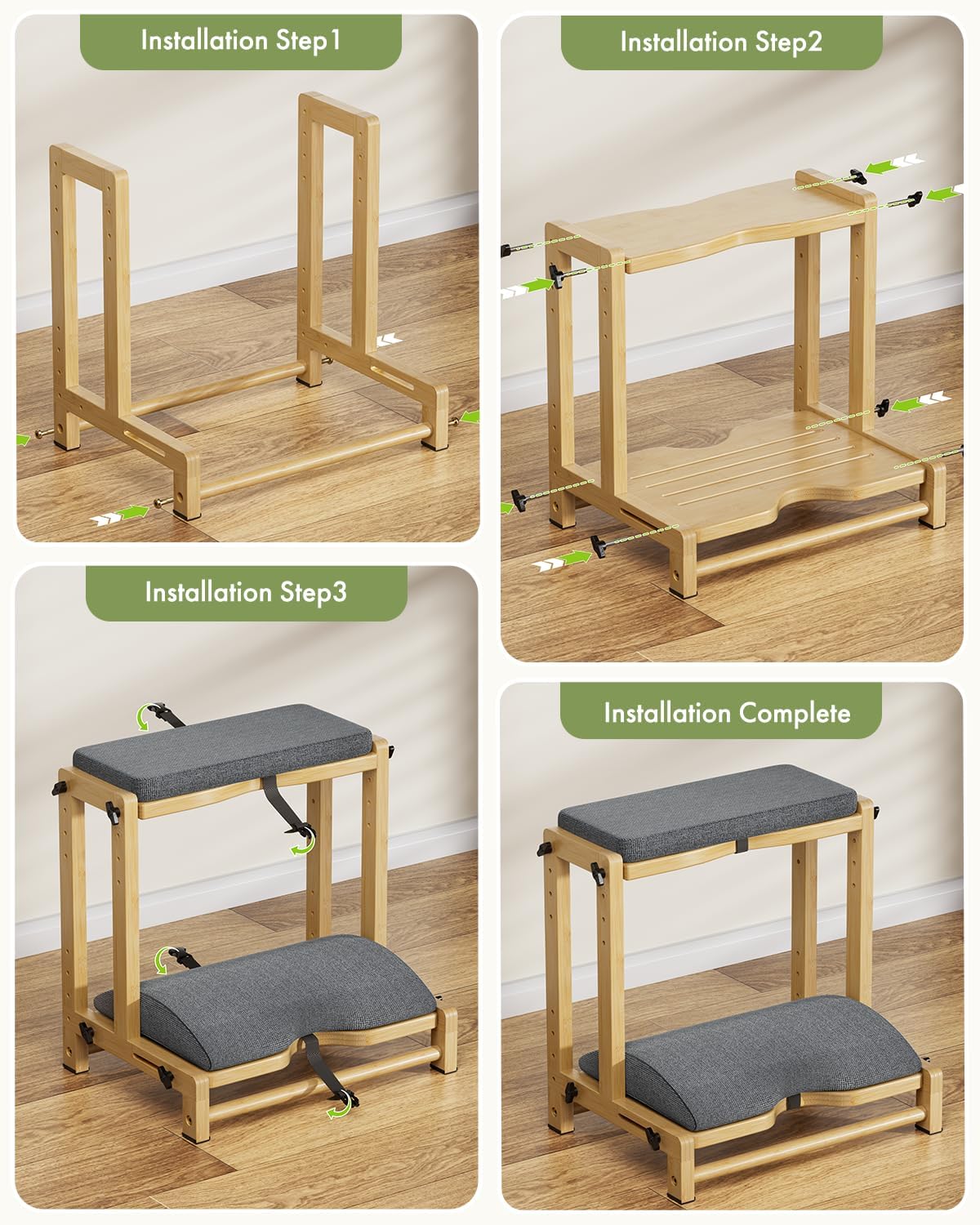 Amazer Double Step Foot Rest for Under Desk, 4 Adjustable Heights Bamboo Unde...