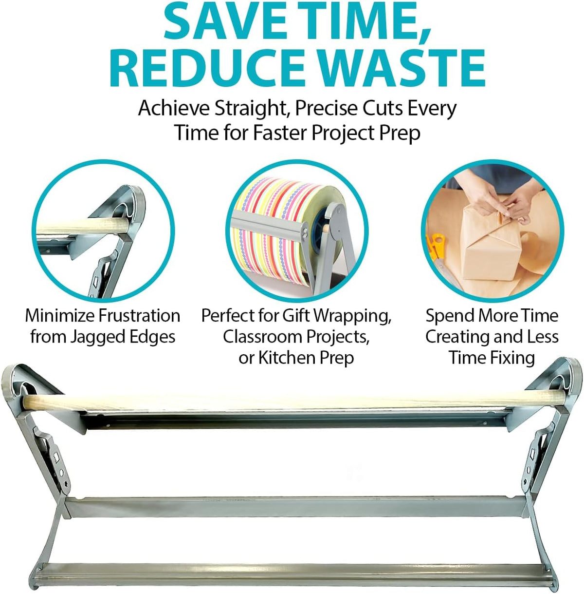 30 Inch Paper Roll Dispenser with Cutter, Desktop or Wall Mount Set Up